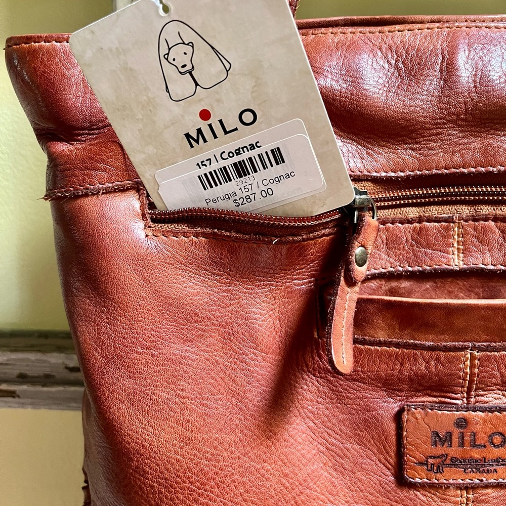 Milo “Weave of Hopes” genuine leather purse with zip closure